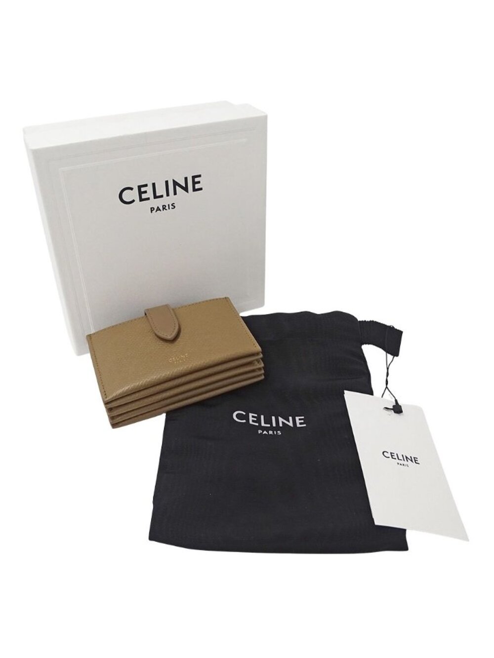 Celine Card Case Business Holder Accordion Leather Beige Brown - Picture 6 of 10